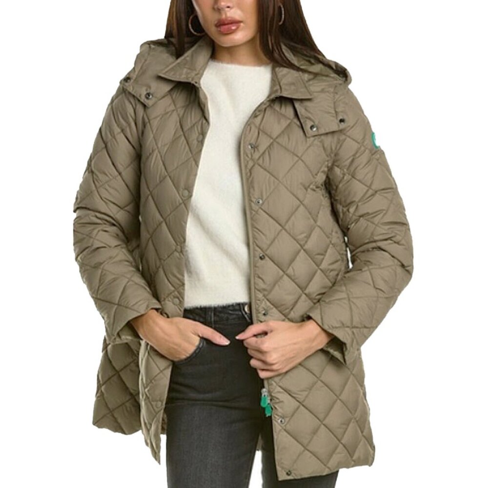 NEW $398 Save The Duck Edith Jacket! M XL Taupe  Quilted  Cruelty Free  Plumtech